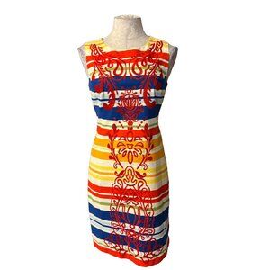 Anthropologie Tabitha Cotton Dress 2 XS Embroidered Sheath Career Church Summer